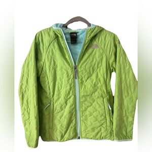 The North Face quilted Lime Green fleece lined Jacket size 10/12 or girls M